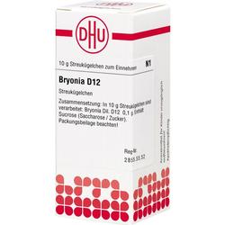 Weiße Medikamentenpackung mit rotem Logo und Text "Bryonia D12".