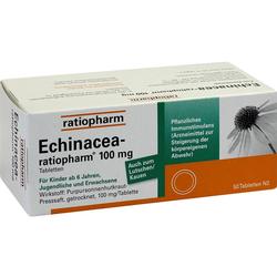 Schachtel mit 50 Echinacea-Tabletten von ratiopharm zur Stärkung des Immunsystems.