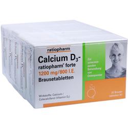 Packung mit Calcium D3-Brausetabletten von Ratiopharm zur Unterstützung bei Osteoporose.