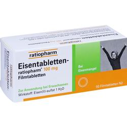 Packung mit ratiopharm Eisentabletten für Erwachsene gegen Eisenmangel.